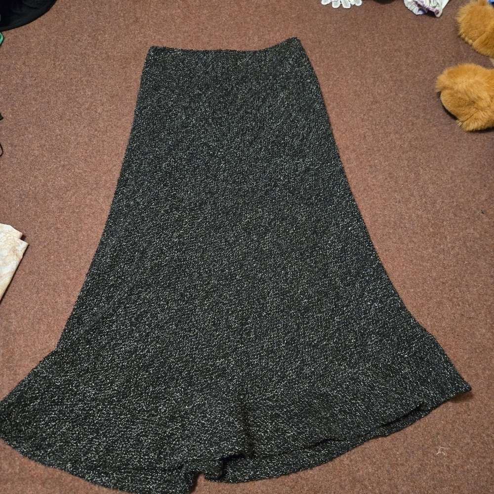 Catherine Stewart By BellePoint Tweed Lined Skirt Size 6 Tulip Hem Black/grey
